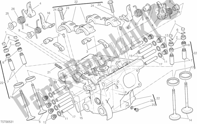 Todas as partes de Cabeça Vertical do Ducati Monster 821 Dark 2015